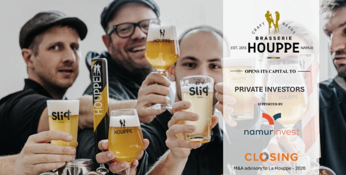 Closing a accompagné la Brasserie Houppe dans son opération d'ouverture de capital, menée par des investisseurs privés et Namur Invest.