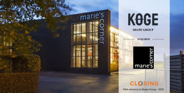 Closing a récemment accompagné Shape Group (KOGE Design) dans l'acquisition de Marie's Corner, référence belge du mobilier haut de gamme.